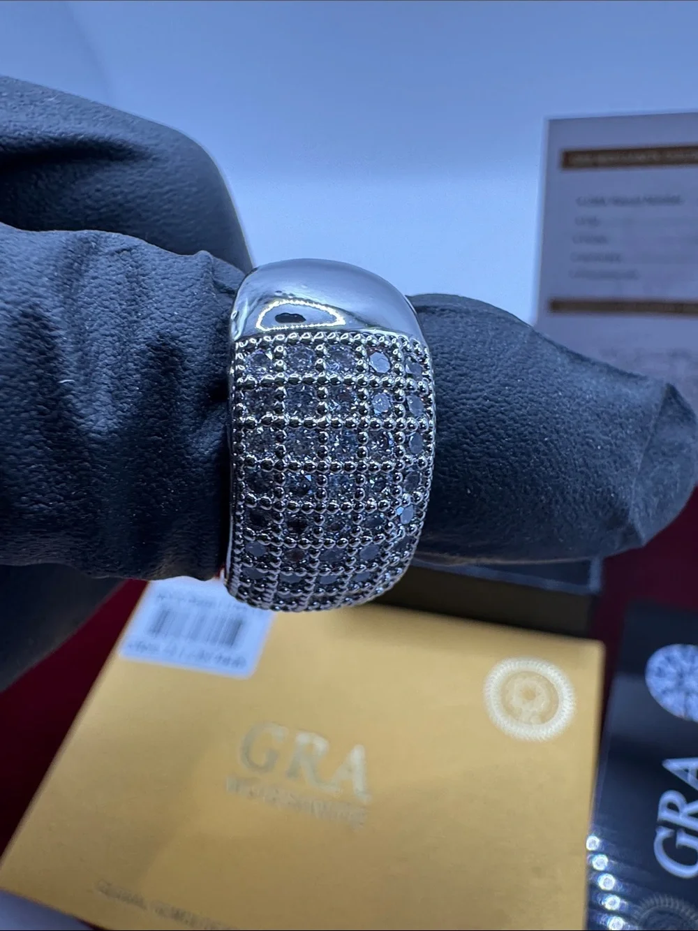 Men's Pave Band Ring in Silver with Moissanite Accent
